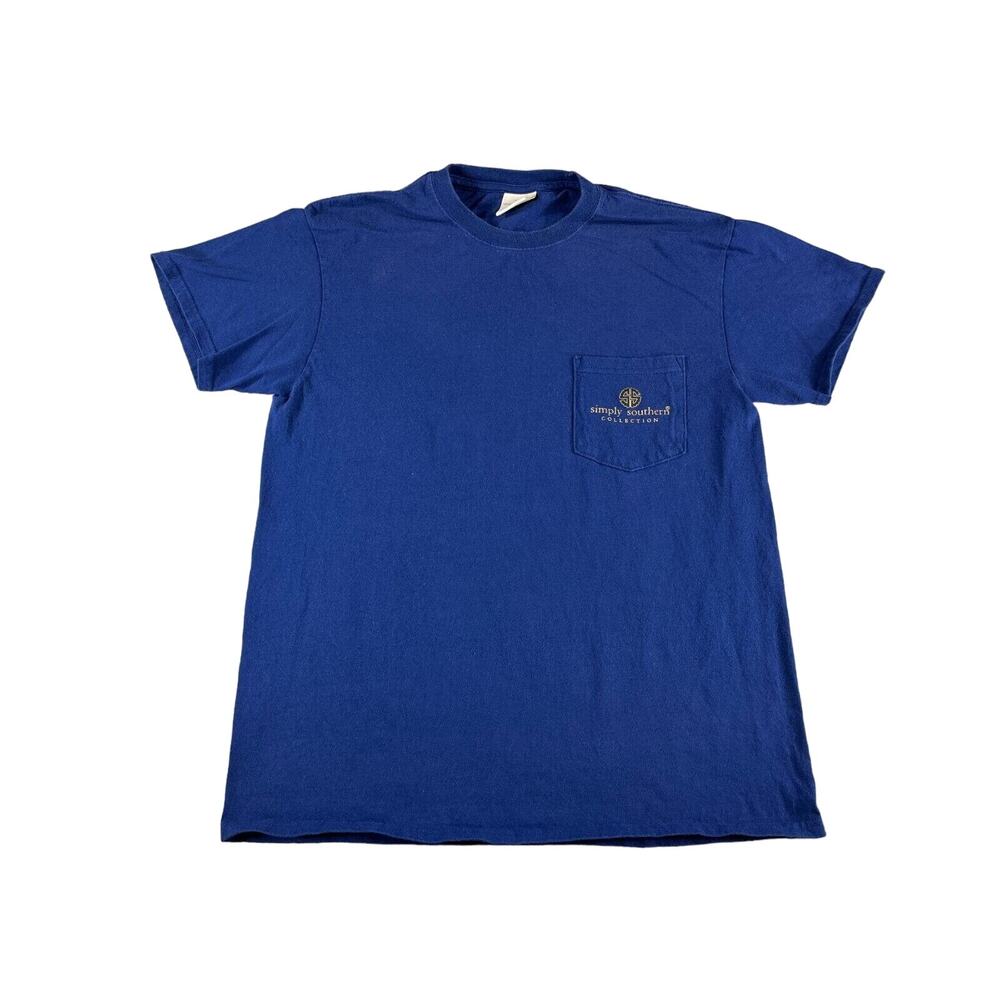 Simply Southern Mama Bear Womens Medium Blue Pocket Tee Shirt Casual Mother